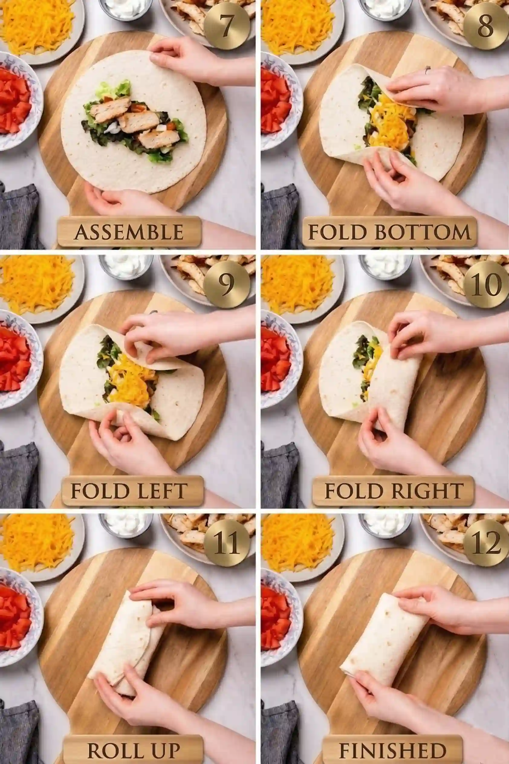How to Make Healthy Chicken Avocado Wrap Step by Step Healthy chicken avocado wrap tutorial - avocado chicken filling, warm tortilla, rolled wrap sliced in half