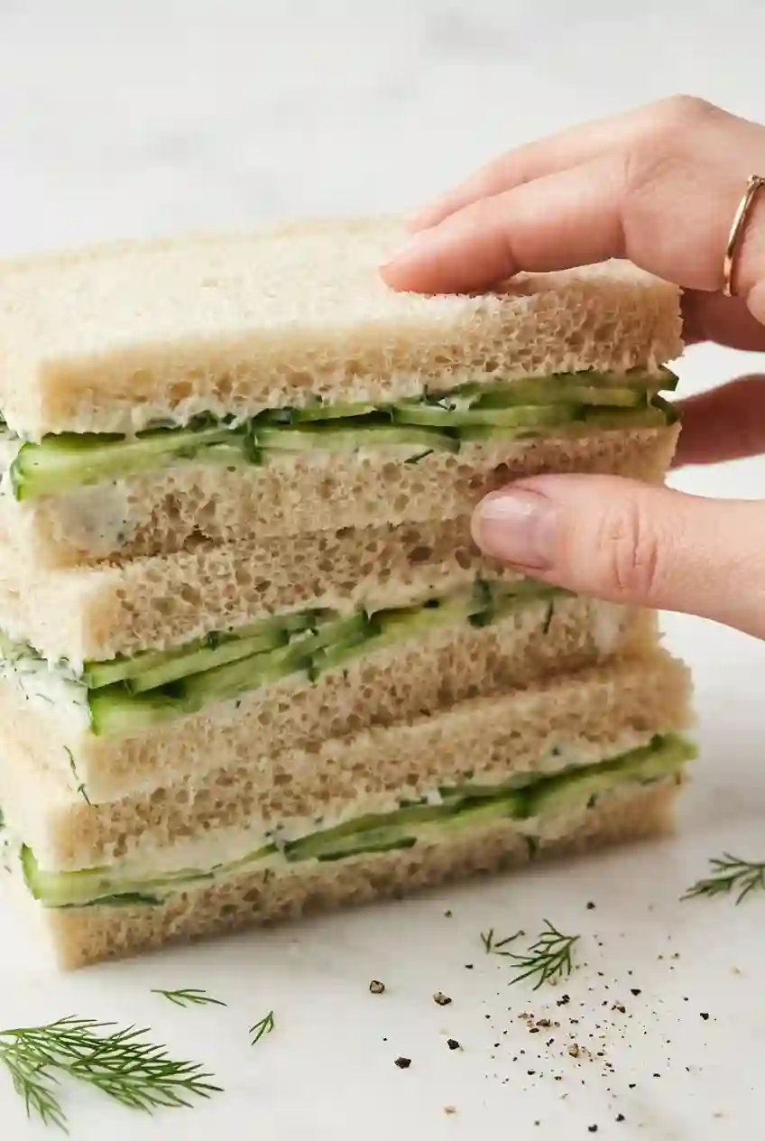 cucumber-cottage-cheese-sandwich-lunchbox Cucumber cottage cheese sandwich packed in a lunchbox with veggies for a healthy work lunch