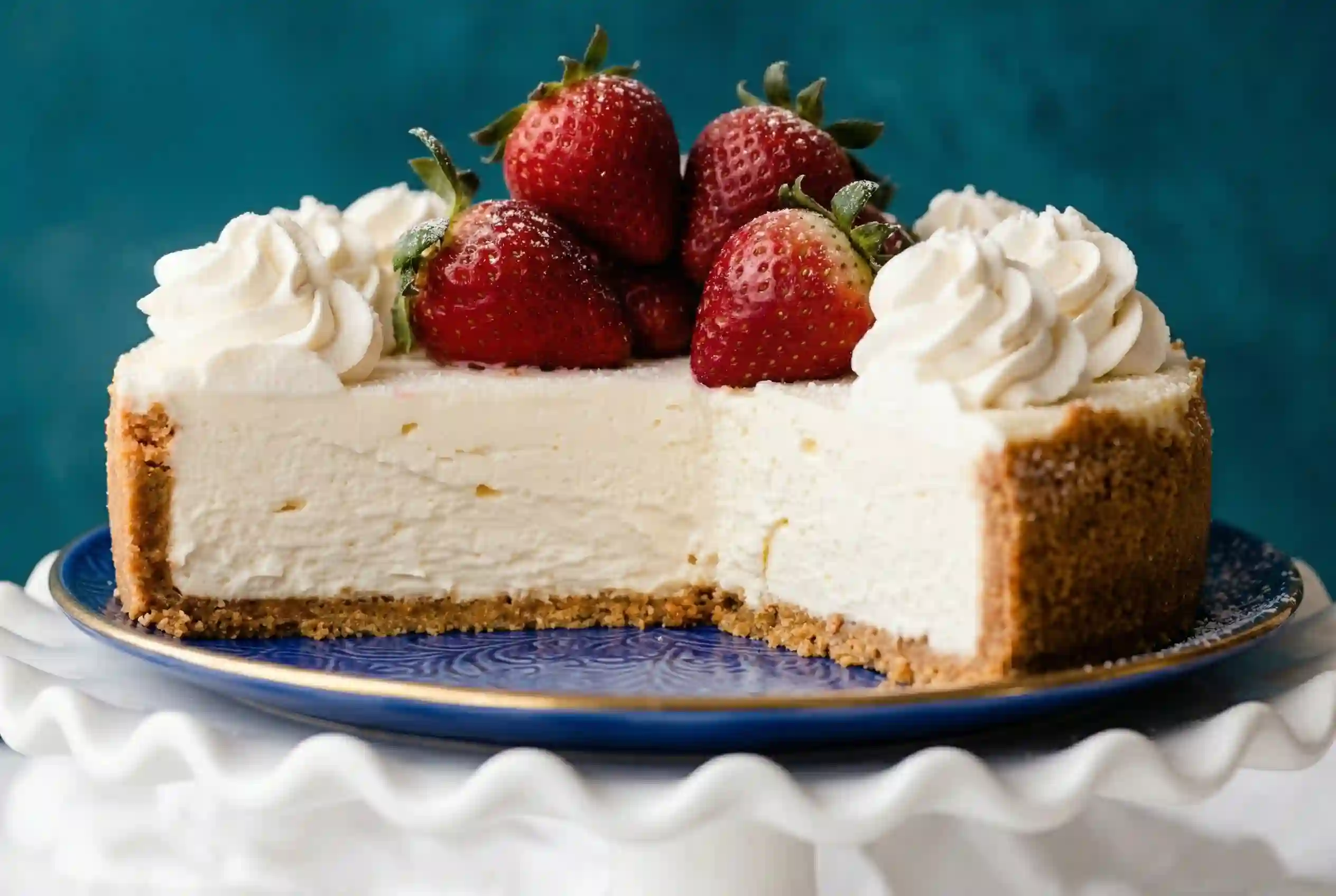 cheese cake design Creamy no bake cheesecake sliced to show the smooth filling and graham cracker crust